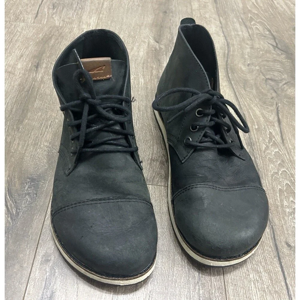 Altra Men's Smith Boots 9 Black Leather Lace Up Ankle Chukka Casual Zero Drop